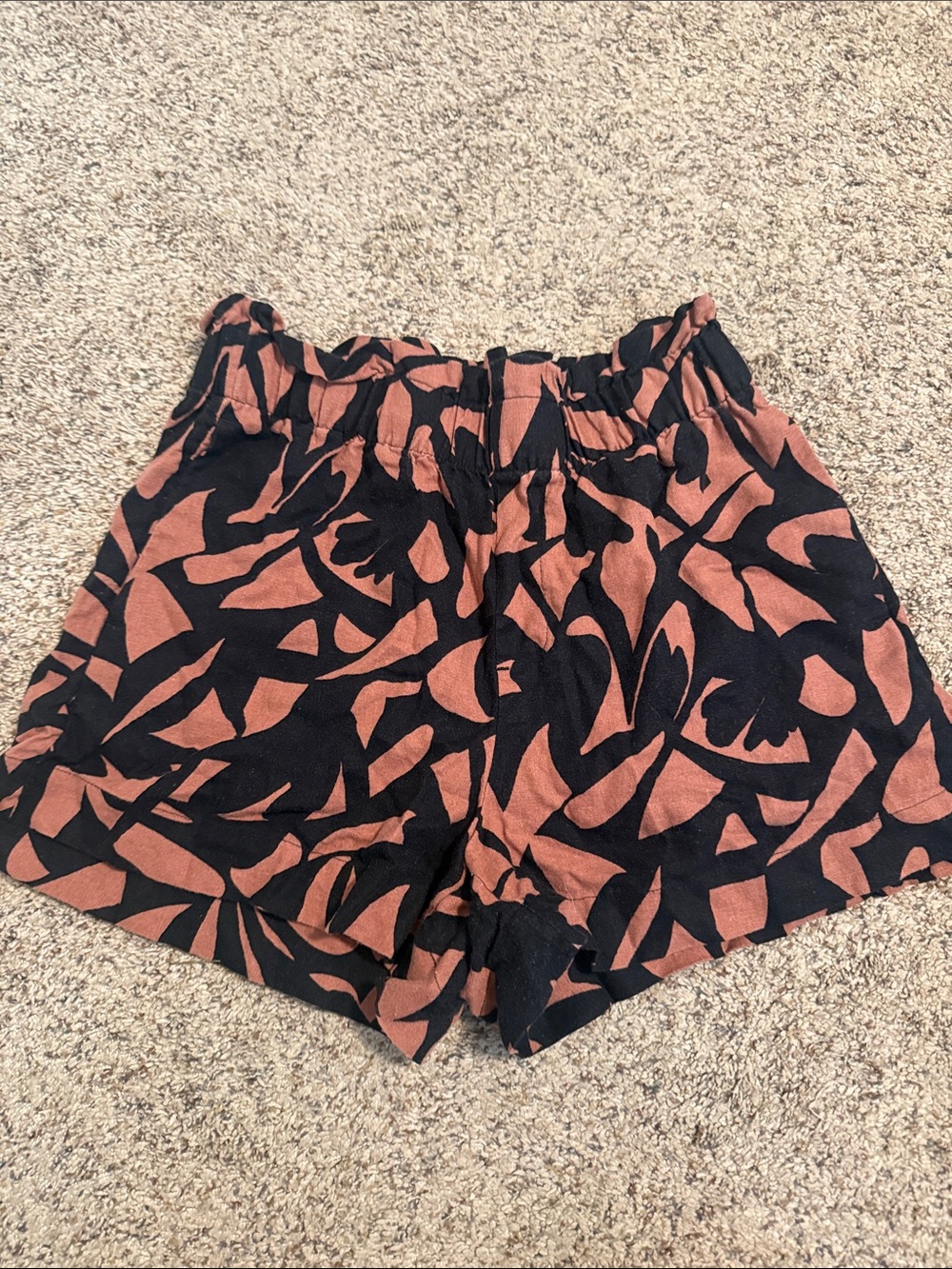 a new day Black & Rust Abstract High-Waist Elastic Shorts